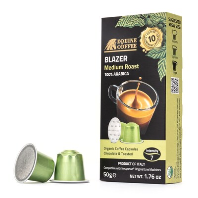 Equine Coffee Organic Blazer Nespresso OriginalLine Capsules Medium Roast 100 Pack (BLA-10-ALU)