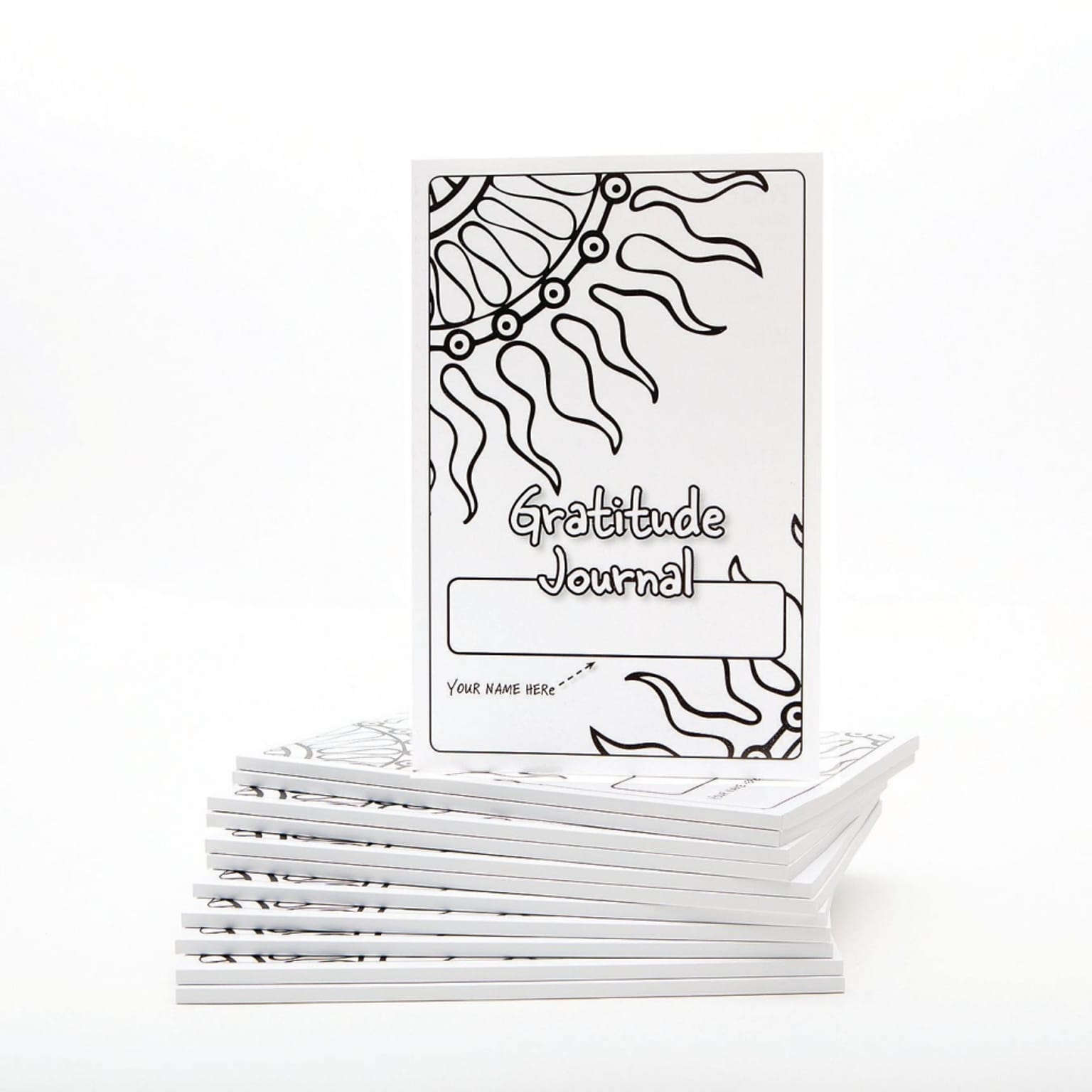 S&S Color-Your-Own Gratitude Guided Journal, 6 x 9, White, 100 Pages, 12/Pack (PE224712)
