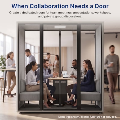 Uncaged Ergonomics Modular Acoustic Office Pod with Ventilation, Lighting and Power, Large, White (POD-L-White)