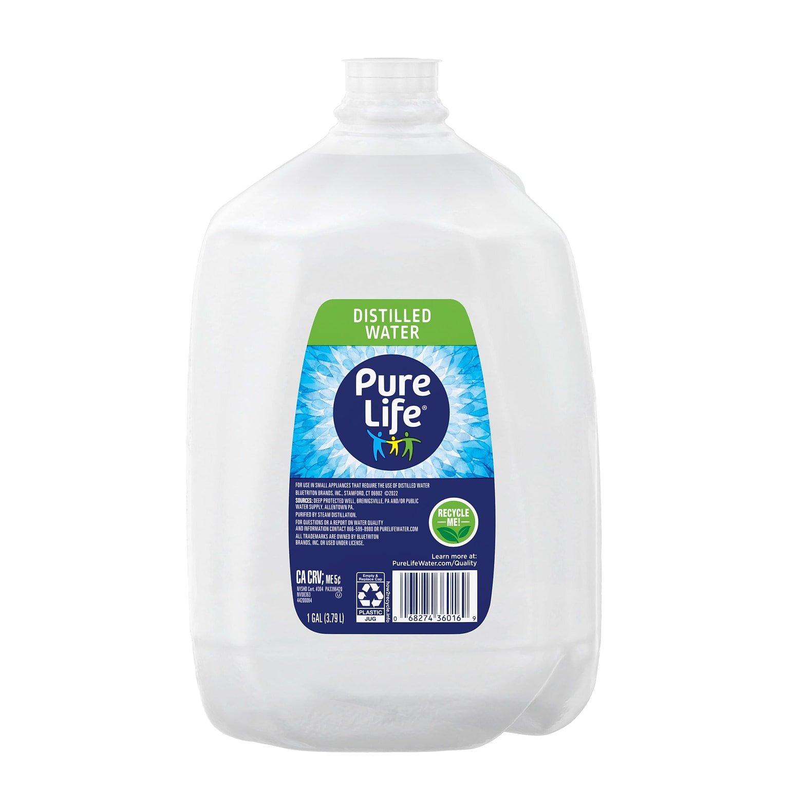 Pure Life Distilled Water, 1 Gallon. Bottle, 6/Pack (NLE12532472)