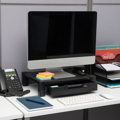 Mind Reader Monitor Stand Riser with Drawer Storage, Black (DRPLMONST-BLK)