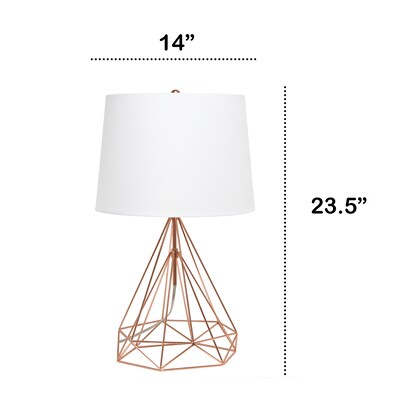 Lalia Home Geometric Wired Table Lamp, Fabric Shade, Rose Gold (LHT-5024-RG)