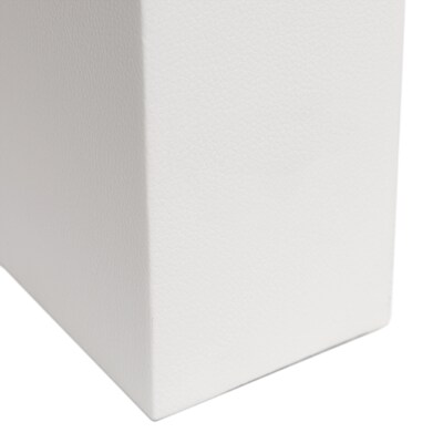 Lalia Home Lexington 21" Leather Base Modern Home Décor Bedside Table Lamp, White Rectangular Fabric Shade, White (LHT-3008-WH)