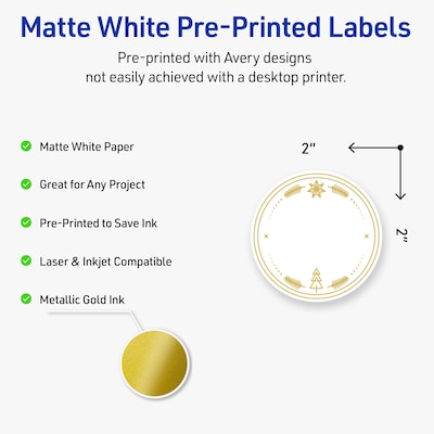 Avery Circle Multipurpose Labels, 2 Dia., White, 120/Pack (19479370634)
