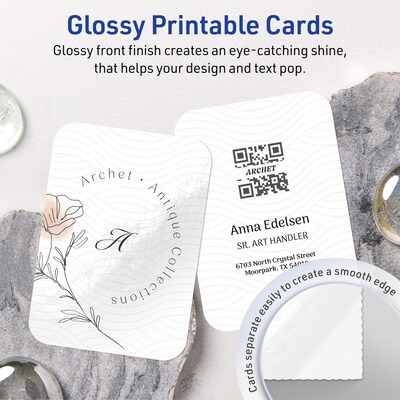 Avery Business Cards, 2-1/2 x 3-1/2, Glossy White, 150/Pack (95328)