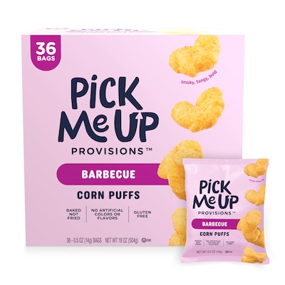 Pick Me Up Provisions™ Gluten Free Barbecue Corn Puffs, 0.5 oz., 36/Box (PM63577)