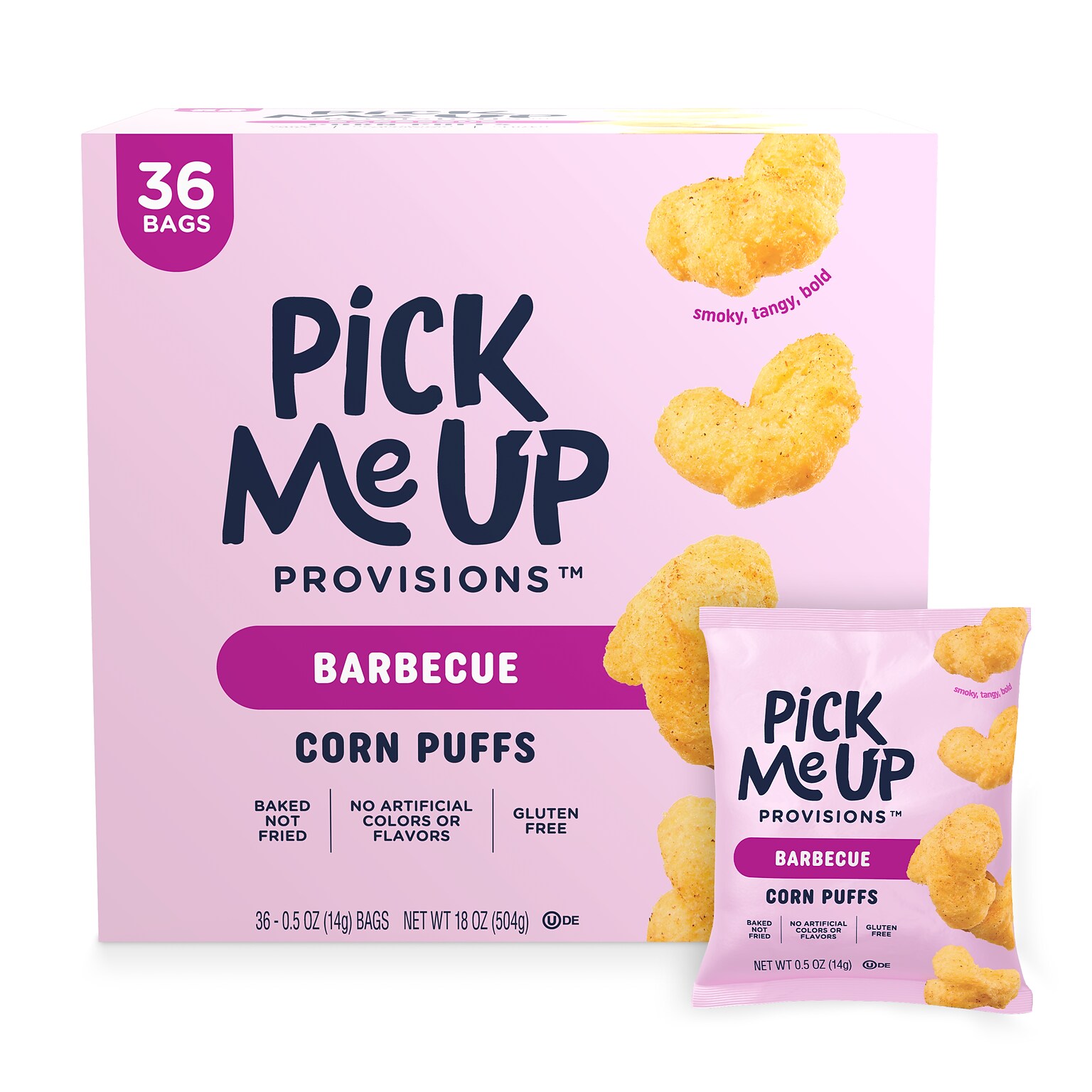Pick Me Up Provisions™ Gluten Free Barbecue Corn Puffs, 0.5 oz., 36/Box (PM63577)