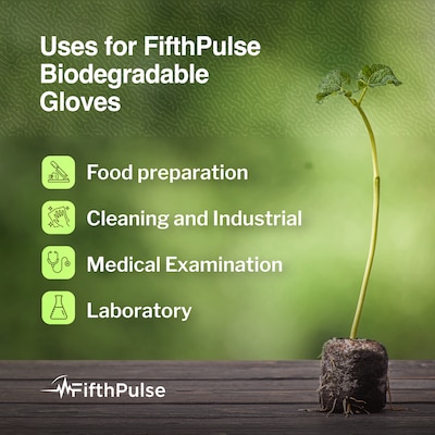 FifthPulse Biodegradable Powder Free Nitrile Exam Gloves, Latex Free, XL, Green, 150 Gloves/Box (FMN100552)