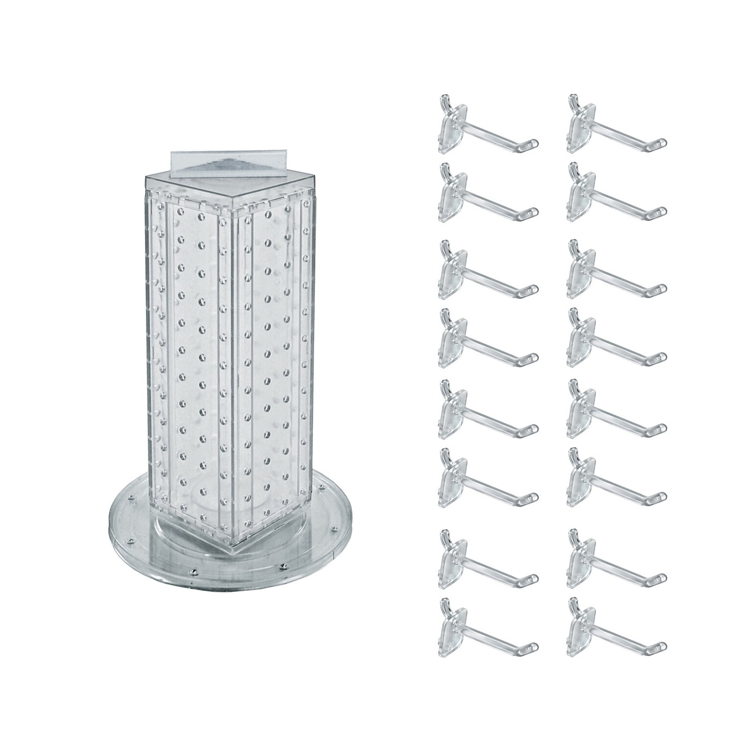 Azar Displays 12 x 4 Pegboard 4-Sided Revolving Counter Display, Clear, Each (700220-CLR-2C16)