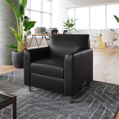 Flash Furniture Agent LeatherSoft Reception Chair, Black/Chrome Legs (BT827U1BKCHR)