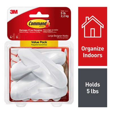 Command Value Pack Large Designer Hooks, 4 Hooks/Pack (17083-4ES)