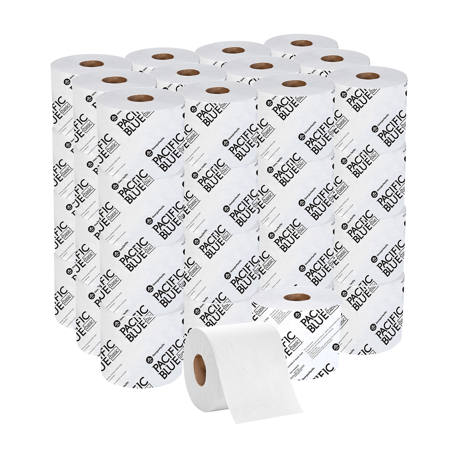 Pacific Blue Basic High Capacity Toilet Paper, 2-Ply, White, 1000 Sheets/Roll, 48 Rolls/Carton (19448/01)
