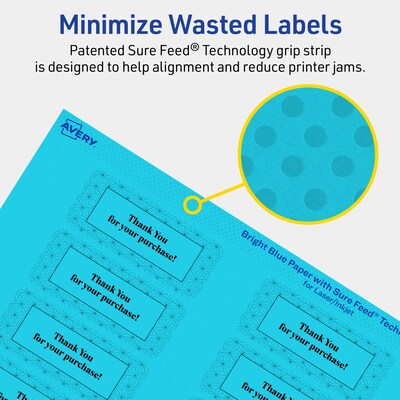 Avery Printable Rectangle Multipurpose Labels, 1" x 2-5/8", Bright Blue, 160/Pack (94201)