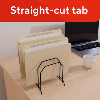 Staples 100% Recycled File Folders, Letter Size, Straight-Cut Tabs, Manila, Eco-Friendly Paper Stock, 100/Box