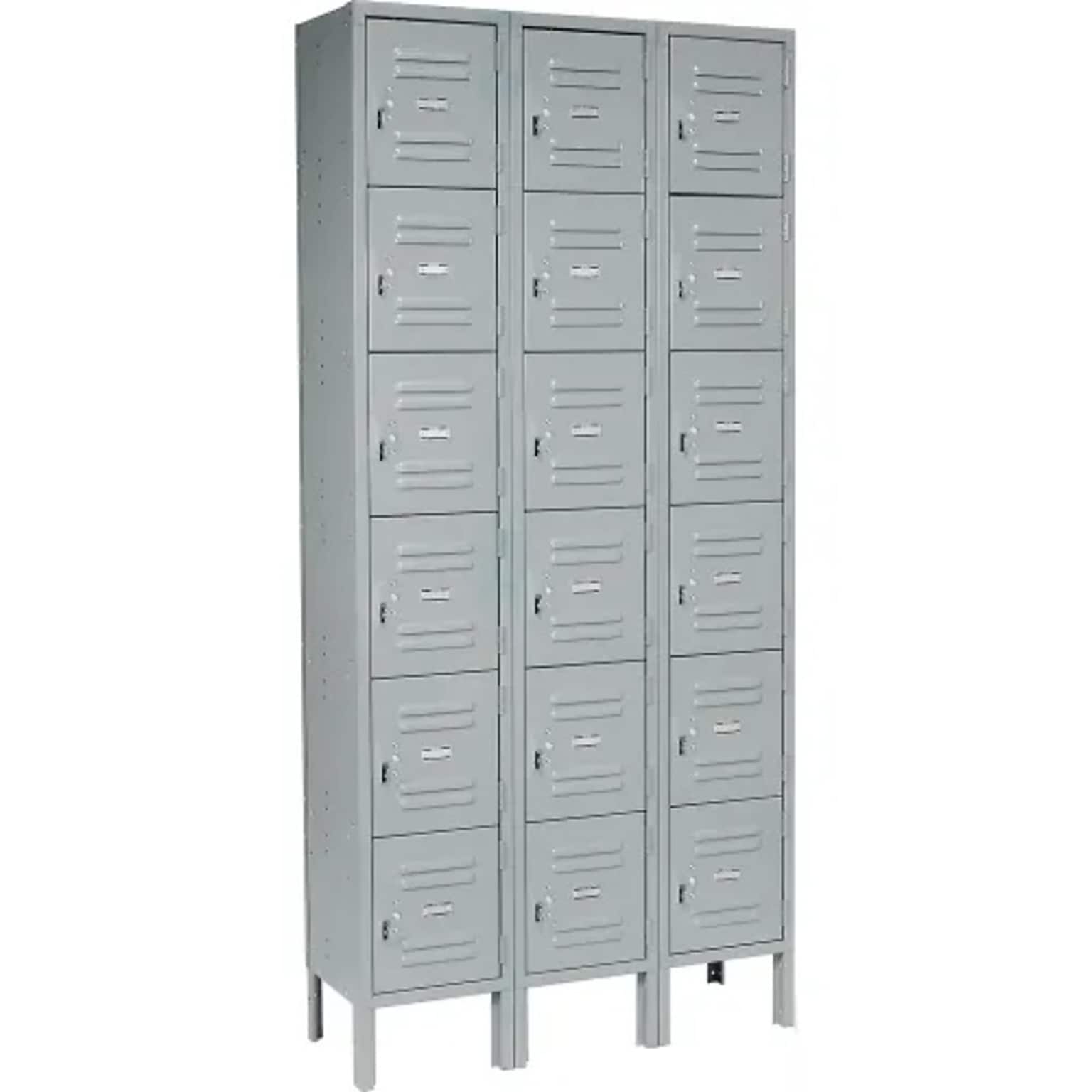 Global Industrial Capital 6-Tier 18-Door Box Locker, 36W x 18D x 78H, Gray (269697GY)