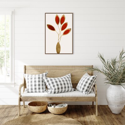 Amanti Art Five Red Flowers by Kubistika  Framed Canvas Wall Art Print, 23" x 33" (A42678302736)