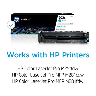 HP 202X Cyan High Yield Toner Cartridge (CF501X),   print up to 2500 pages