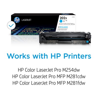 HP 202X Cyan High Yield Toner Cartridge (CF501X), print up to 2500 pages