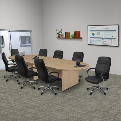 Regency Legacy 144W Racetrack Shaped Laminate Conference Table w/ Charging Port, Noble Oak (LCTRT14