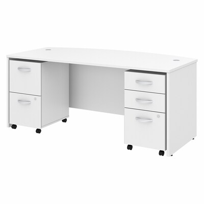 Bush Business Furniture Studio C 72W Bow Front Desk with Mobile File Cabinets, White (STC012WH)