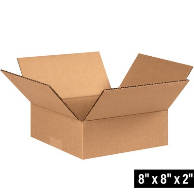 8 x 8 x 2 Shipping Boxes, 32 ECT, 25/Bundle (882)