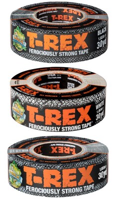 T-REX Heavy Duty Duct Tape, 1.88 x 30 Yds., Black/White/Gray, 3 Rolls/Pack (TRBWG-STP)