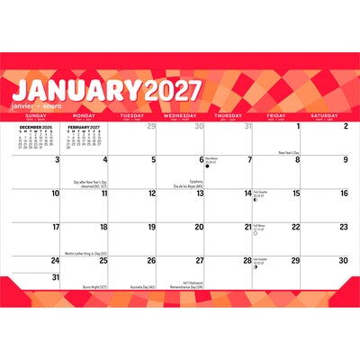 2027 BrownTrout Large Print 15.5 x 11 Monthly Desk Pad Calendar, Assorted Colors (9798330713752)