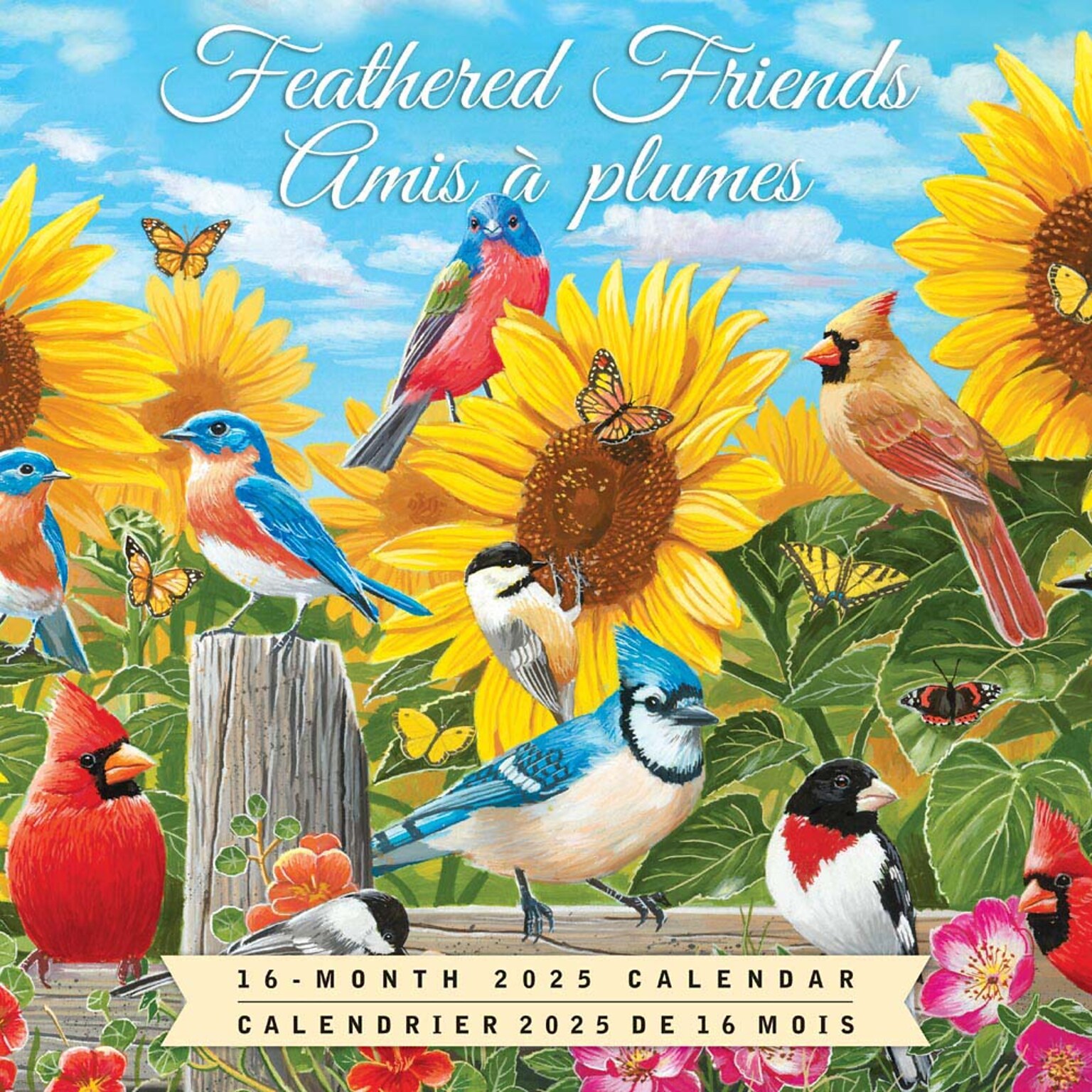2025 Hopper Studios Feathered Friends Amis a Plumes 12 x 12 Monthly Wall Calendar (9781773728223)