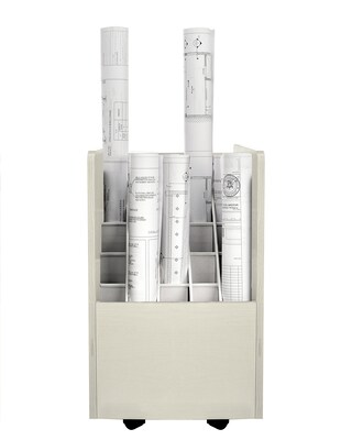 AdirOffice 20-Slot Mobile Roll File, Lockable, 24.75H x 15.25W x 13.25D, White (624-WHI-KIT1)