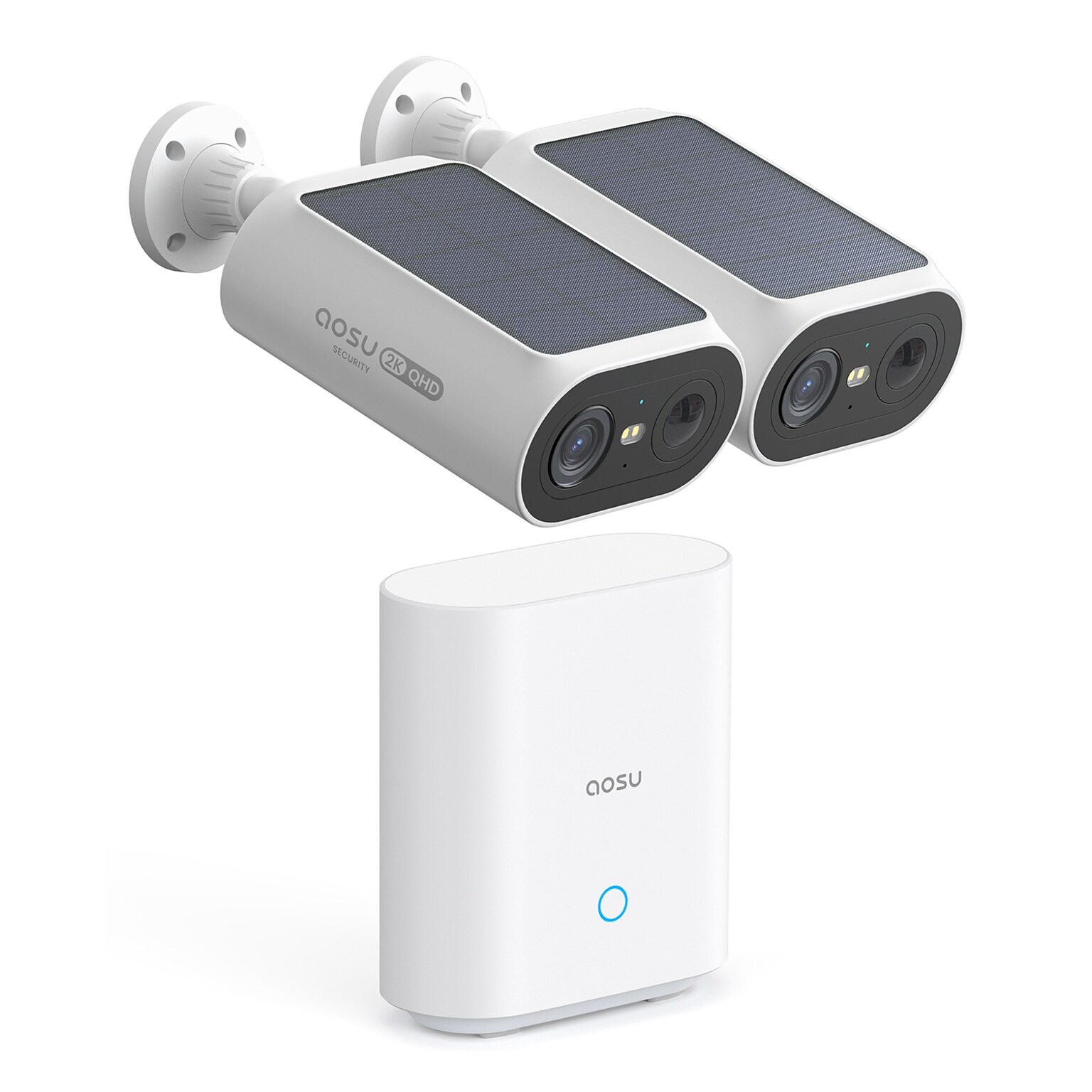 aosu Solar Camera Pro System Outdoor Wireless 2-Camera Security System, White (C8E2DA11)