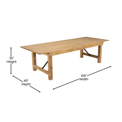Flash Furniture HERCULES 108" Folding Farm Table, Light Natural (XAF108X40LN)
