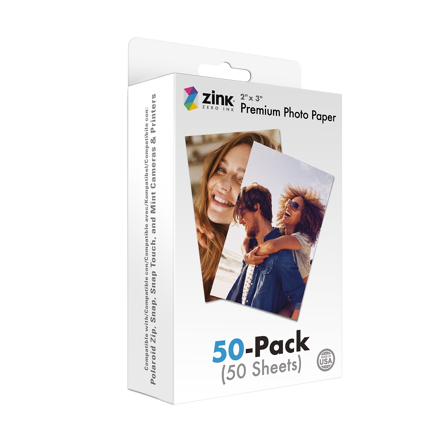 Zink 2 x 3 Premium Glossy Instant Photo Paper 50 Pack Compatible with Polaroid Snap, Snap Touch & More
