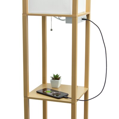 Simple Designs Etagere Organizer 62.5" Floor Lamp with Rectangular Shade, Tan (LF1037-TAN-CCLB)