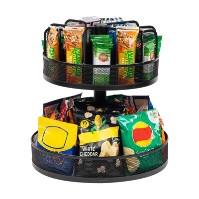 Mind Reader Metal 2-Tier Carousel Countertop Organizer Snack Tray, Black (SNACKMESH-BLK)