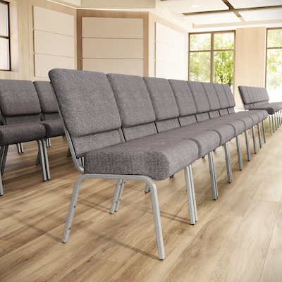 Flash Furniture HERCULES Series Fabric Stacking Church Chair, Gray/Silver Vein Frame (XUCH0221GYSV)