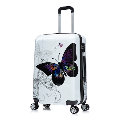 InUSA 24 Hardside Butterfly Suitcase, 4-Wheeled Spinner, TSA Checkpoint Friendly, Butterfly (IUAPC00M-BUT)