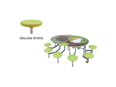 AmTab Elliptical Mobile Cafeteria Table w/ 10 Stools, 35 x 73, Assorted Colors (MSE610)