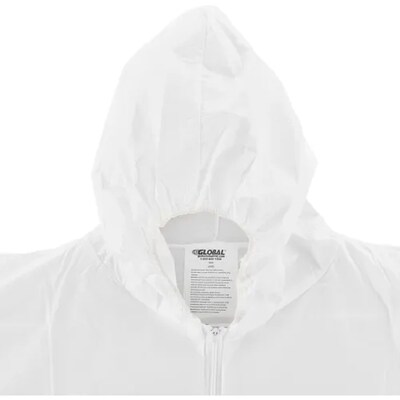 Global Industrial Disposable Microporous Coverall Elastic Hood White 2XL 25/Case (708190XXL)