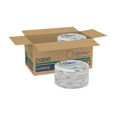 Dixie Pathways Medium-Weight Paper Plates, 8.5”, 500/Carton (UX9WS)