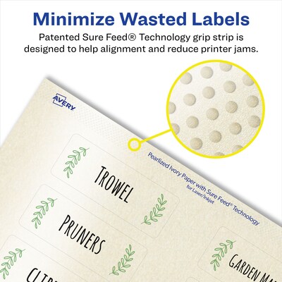 Avery Laser/Inkjet Rectangle Pearlized Labels, 1.5" x 2.75", Ivory, 250 Labels/Pack (94230)