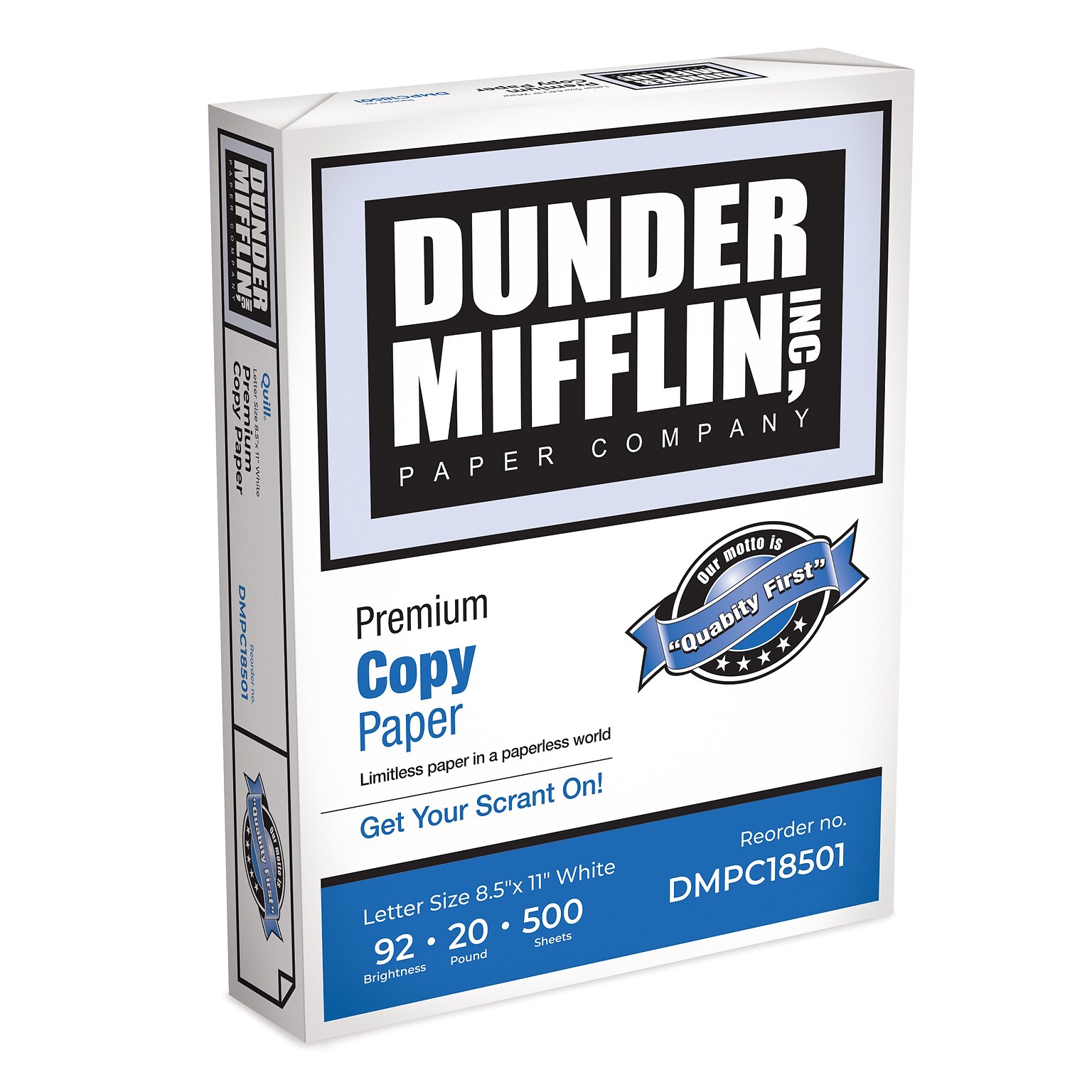 Dunder Mifflin 8.5 x 11 Premium Copy Paper, 20 lbs., 92 Brightness, 500 Sheets/Ream (112358)