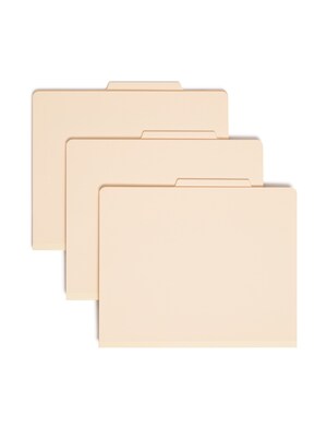 Smead Card Stock Heavy Duty Classification Folders, 2/5-Cut Tab, Letter Size, 1 Divider, Manila, 10/Box (13700)