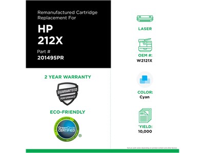 Clover Imaging Group Remanufactured Cyan High Yield Toner Cartridge Replacement for HP 212X (W2121X)