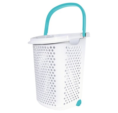 Home Logic 2.0-Bushel Rolling Hamper, Plastic, White, 2/Pack (2110HMLCO000443)