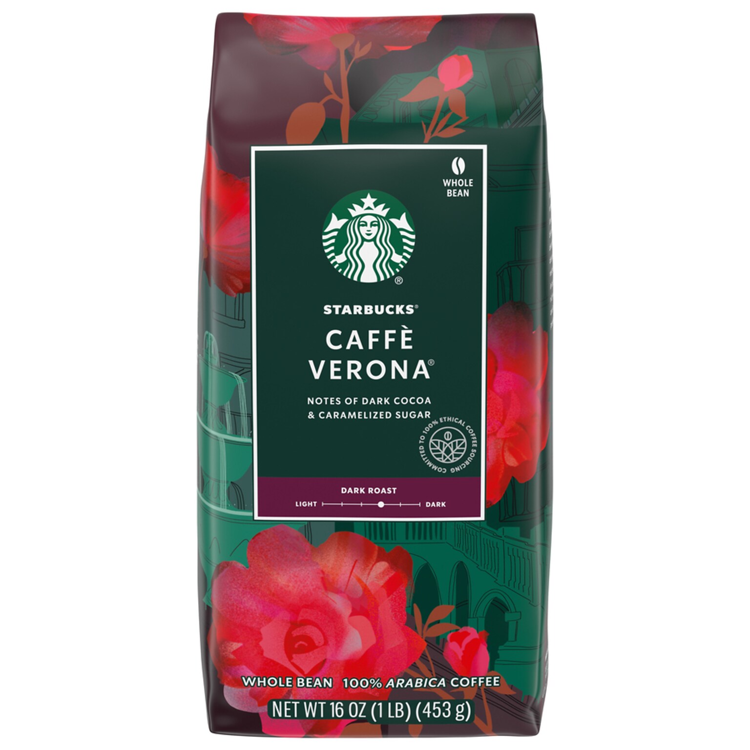 Starbucks Caffè Verona Beans Coffee, Dark Roast, 16 oz. (11017871)