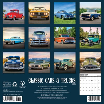2026 Willow Creek Classic Cars & Trucks 12 x 12 Monthly Wall Calendar (50736)