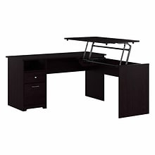Bush Furniture Cabot 60W 3 Position Sit to Stand L Shaped Desk, Espresso Oak (CAB043EPO)