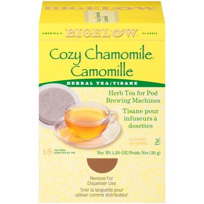 Bigelow Cozy Chamomile Herbal Tea, Pods, 18/Box (RCB10906)