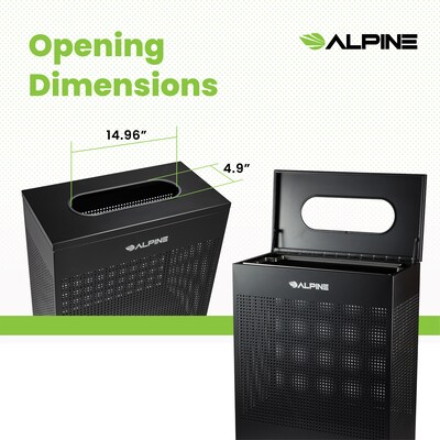 Alpine Industries Stainless Steel Trash Can, 23 Gallon, Black (ALP438-23-BLK-MK)