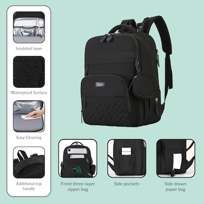 DUKAP Baby Pro Expandable Diaper Backpack, Large, Black (BDKBAB17BLK)